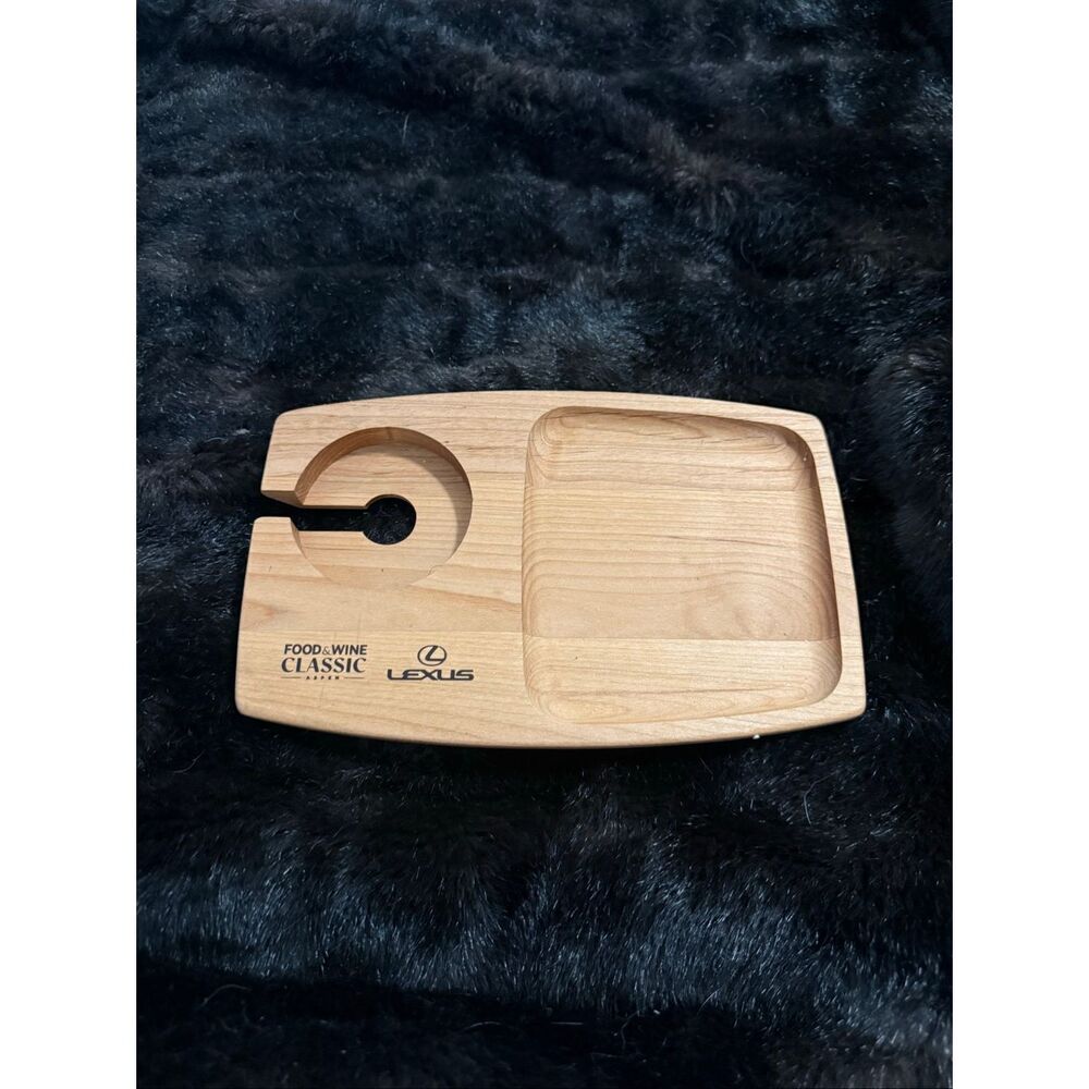 Lexus aspen food and wine cheese appetizer wood tray